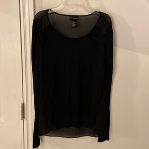 Central Park West scoop neck sweater with black sheer back. size Small